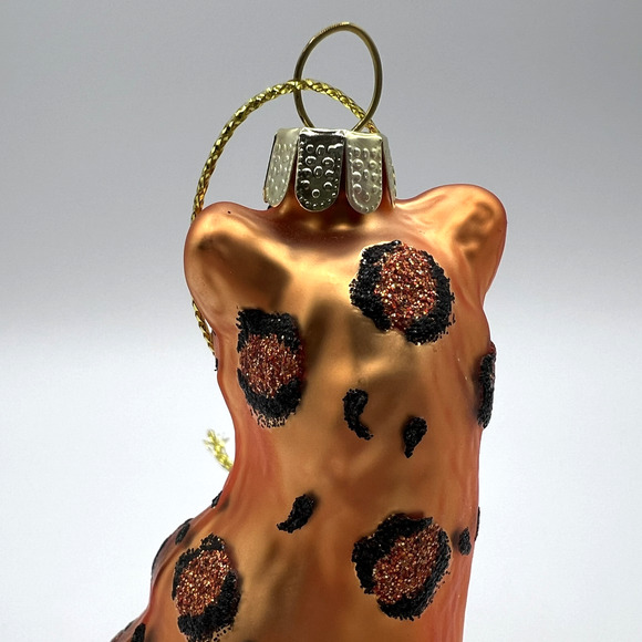Cheetah Animal Glass and Glitter Christmas Ornament, 4.25" Tall EUC - Picture 7 of 10